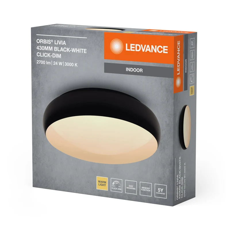 LEDVANCE ORBIS Livia plafonnier 24W 1500lm noir/blanc