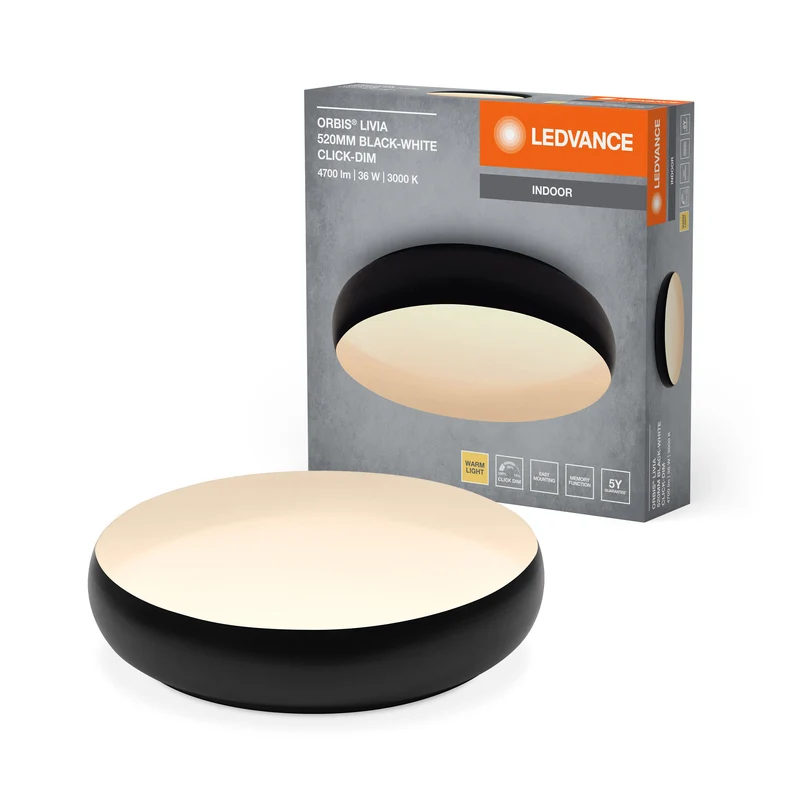 LEDVANCE ORBIS Livia plafonnier 36W 2400lm noir/blanc