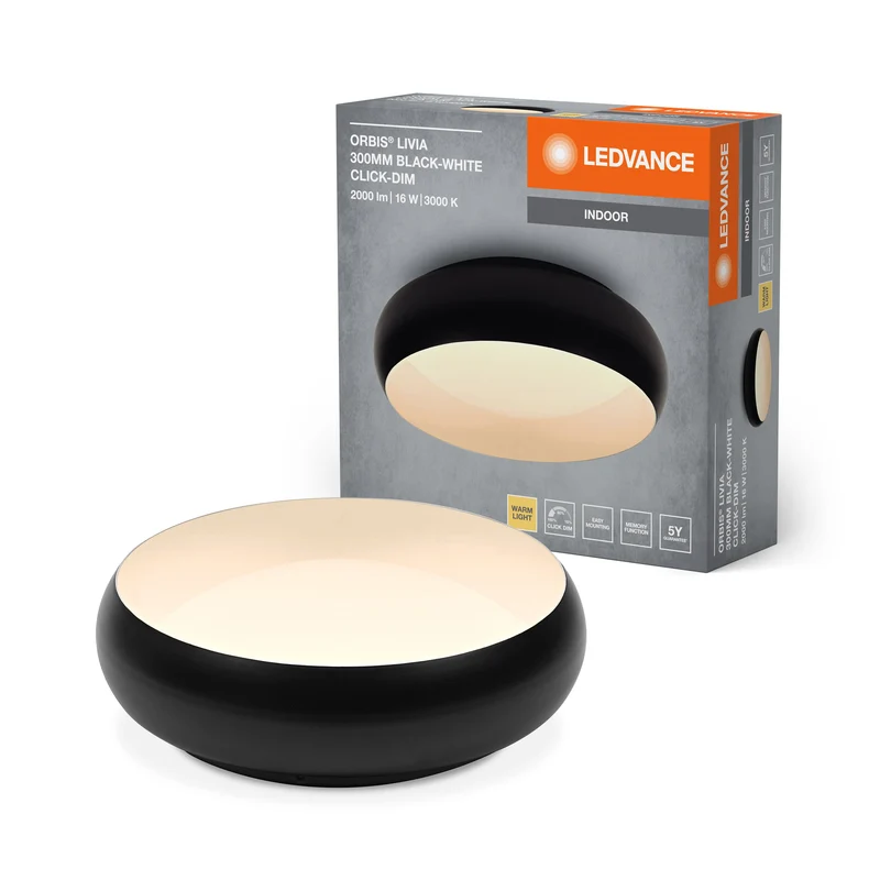 LEDVANCE ORBIS Livia plafonnier 16W 1000lm noir/blanc