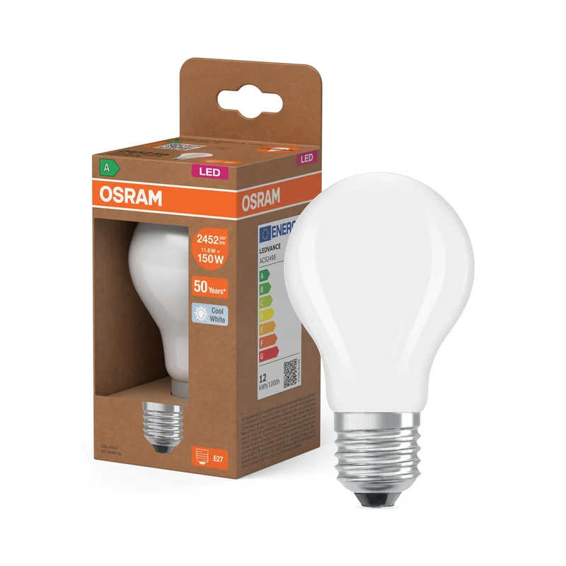 OSRAM LED Lampe + Filament EEK A, E27, 11.6W, 4000K, Blanc froid