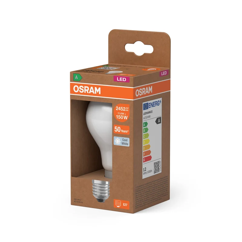 OSRAM LED Lampe + Filament EEK A, E27, 11.6W, 4000K, Blanc froid