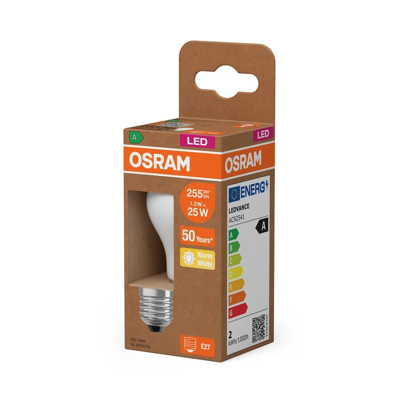 OSRAM lampe LED mini-boule avec filament EEK A, 1,2W, E27, 255lm 2700K blanc chaud