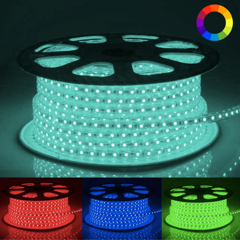 Ruban LED 50M 220V RGB Recoupable 5050 IP65 60LED/m + Télécommande