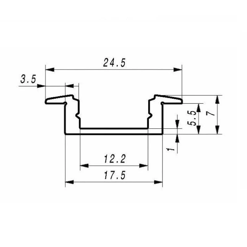 Profilé Aluminium encastré 1m pour Ruban LED Couvercle Blanc Opaque