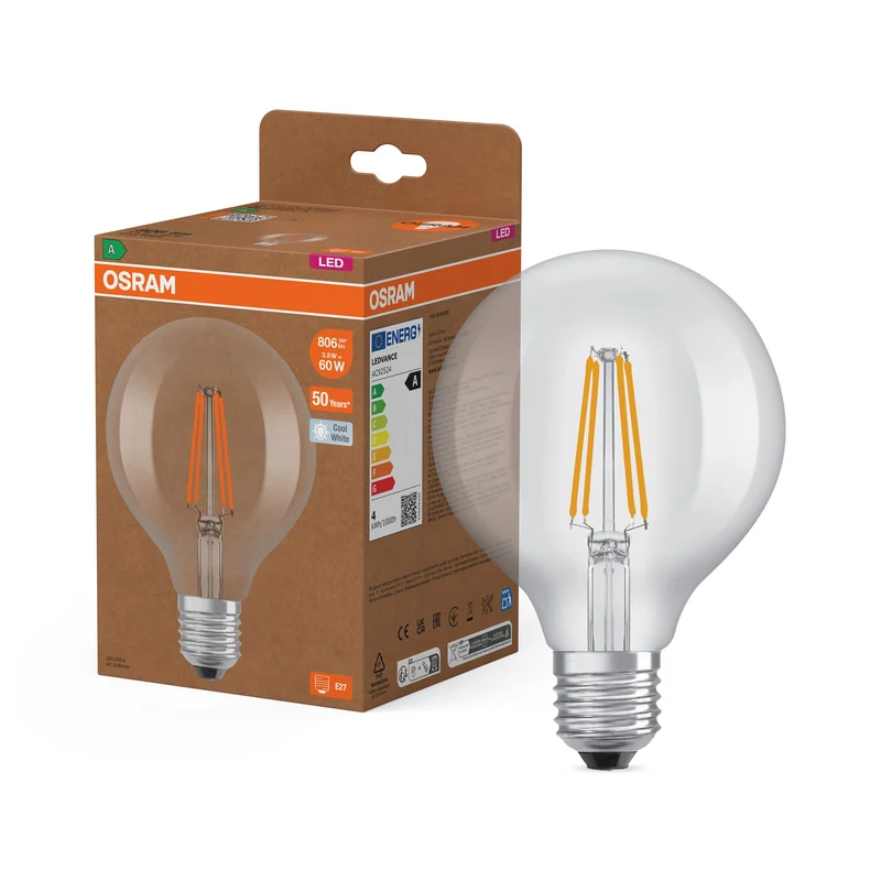 OSRAM LED Superstar Classic Globe Lampe Claire, 3.8W, 806lm, Blanc froid, E27