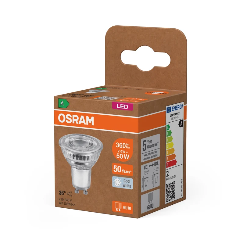 OSRAM Classe Énergie LED-Reflektor-Lampe, 2W, 360lm, EEK A, Blanc Froid, GU10