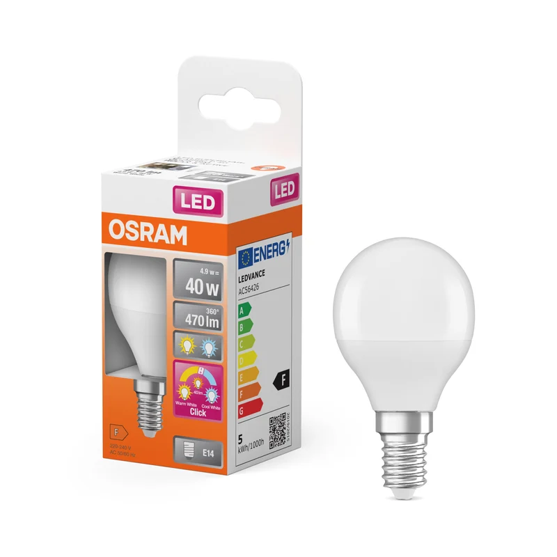 OSRAM LED Superstar Classic Lampe givrée, 3 modes, 4.9W, E14, blanc chaud, blanc froid
