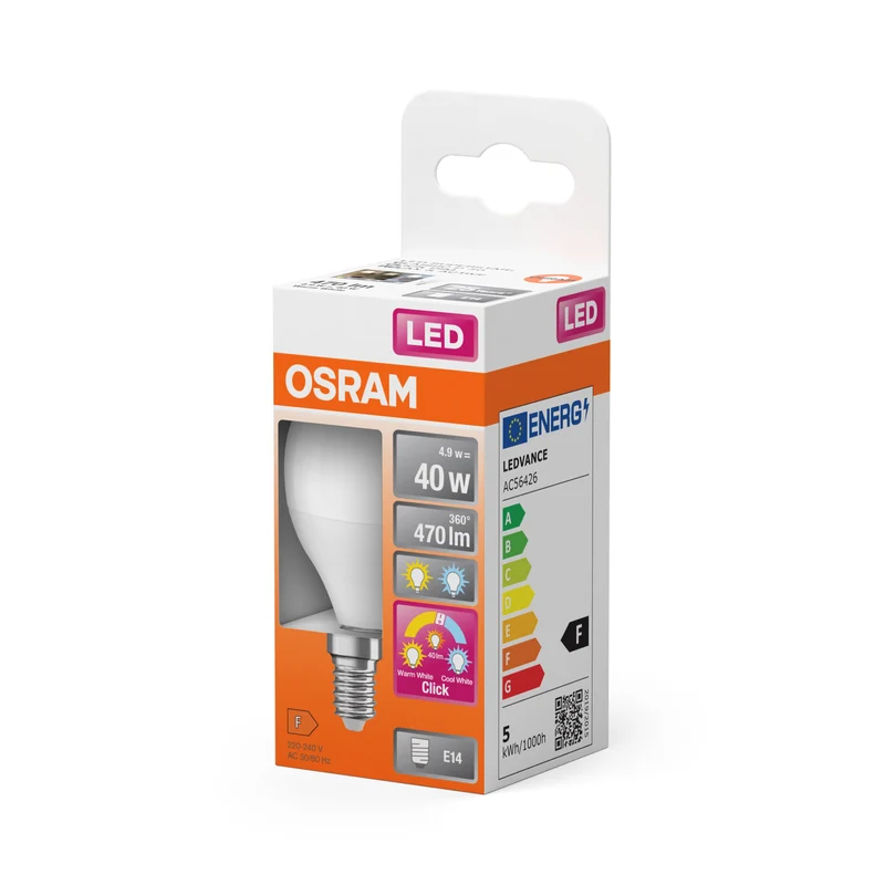 OSRAM LED Superstar Classic Lampe givrée, 3 modes, 4.9W, E14, blanc chaud, blanc froid