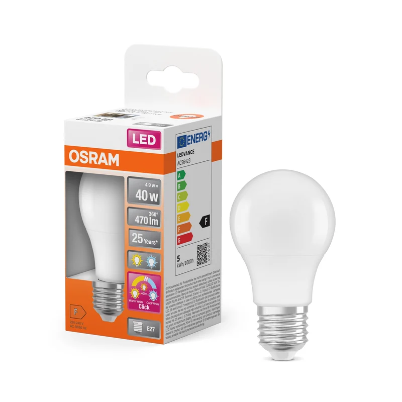 OSRAM LED Superstar Classic Lampe givrée, 3 modes, 4.9W, E27, blanc chaud, blanc froid