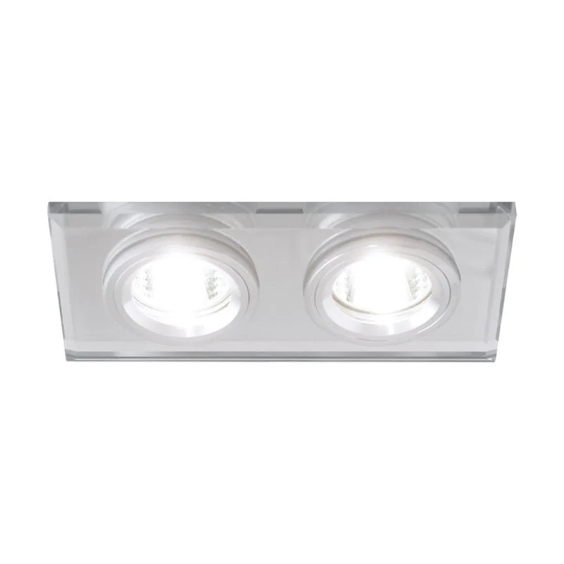 Support Double Encastrable Verre et Chrome pour Ampoule LED GU10 + Douille