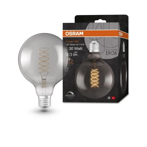 OSRAM Vintage 1906 LED-Lampe, teinte fumée, 7,8W, 360lm, blanc chaud, E27