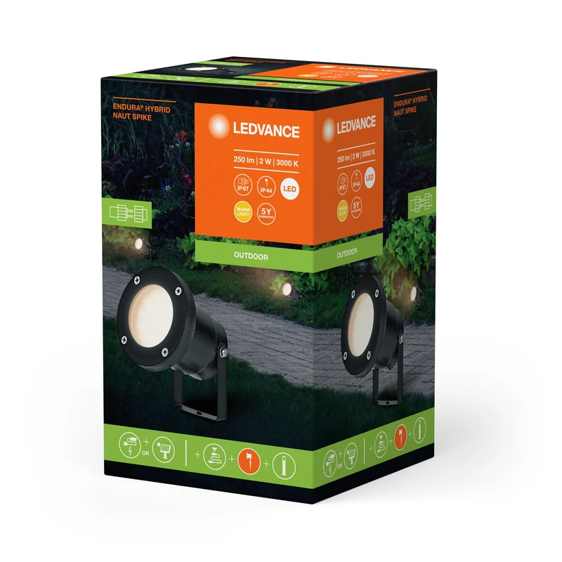 LEDVANCE ENDURA HYBRID SOLAR NAUT SPIKE projecteur de jardin, 2W, 100lm