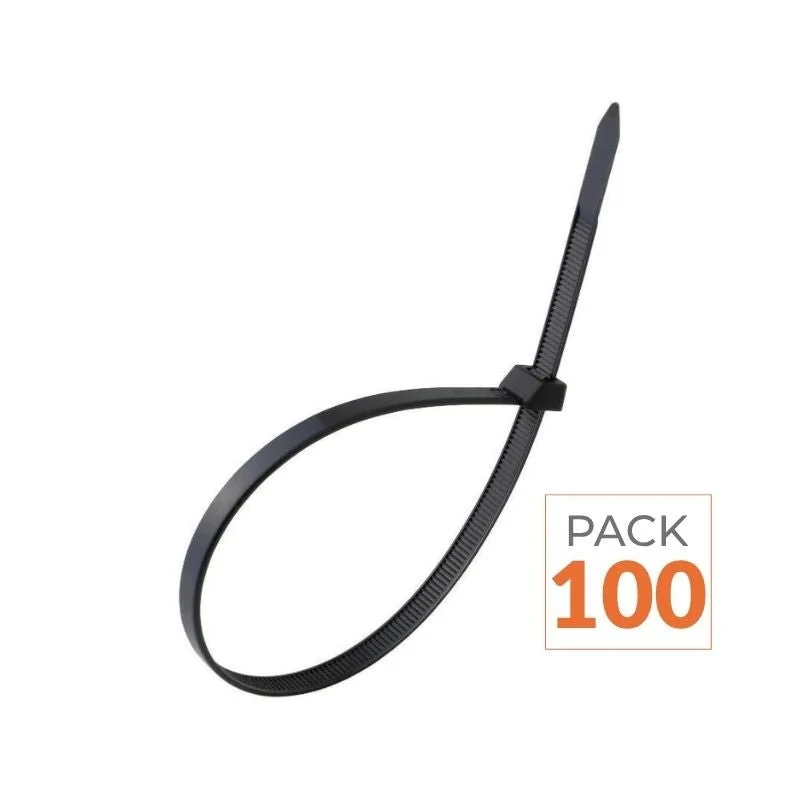 Serre-câbles 100 x 3,5mm Noir - Pack de 100