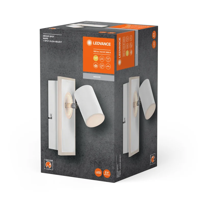 LEDVANCE SPOT DÉCOR MARS Applique murale, 16,5W, 875lm, blanc
