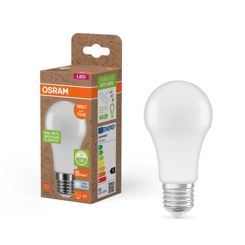 OSRAM LED Star Classic A 75 lampe Recycled Plastic 10W blanc froid Frosted E27