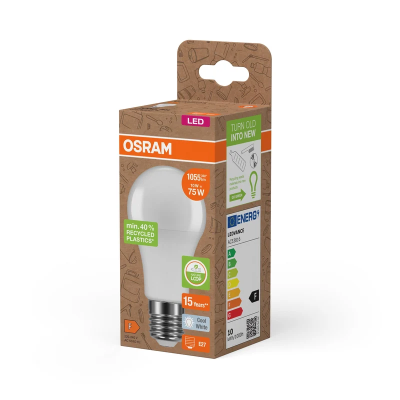 OSRAM LED Star Classic A 75 lampe Recycled Plastic 10W blanc froid Frosted E27