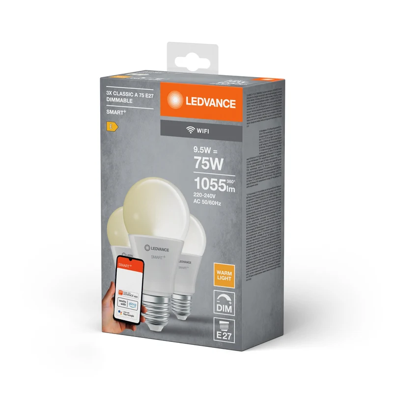 Lampe LED LEDVANCE SMART+ WIFI, blanche, 9,5W, 1055lm, paquet de 3
