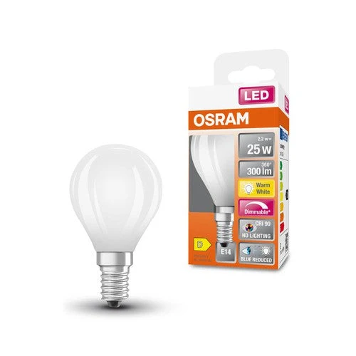 OSRAM SUPERSTAR+ CLASSIC P GLFR 25 LED-Lampe, 2,2W, 300lm, blanc chaud, E14