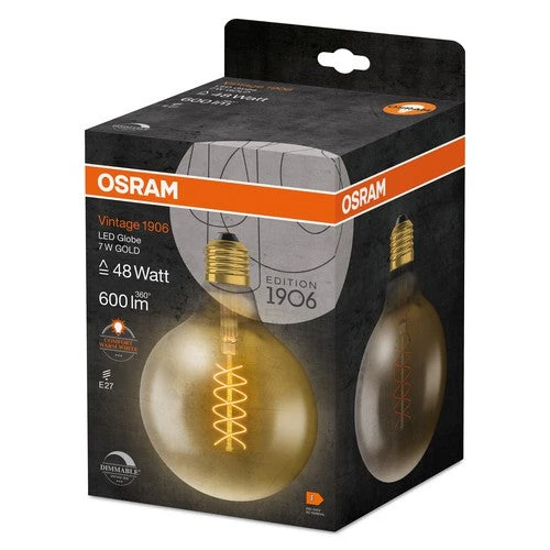 OSRAM Vintage 1906 LED-Lampe, teinte dorée, 7W, 600lm, blanc chaud, E27