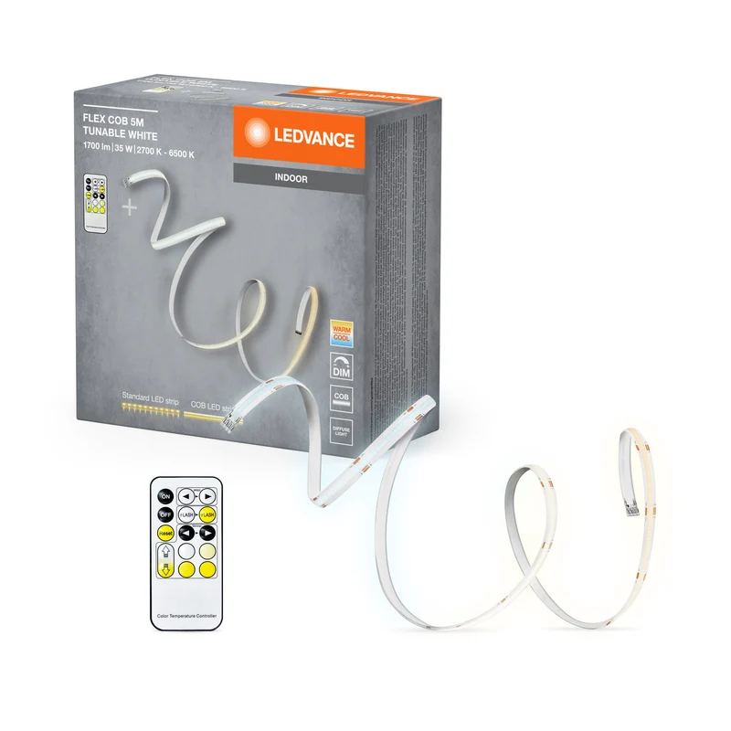 LEDVANCE FLEX COB 5M Bande LED TW RC, jaune, 30W, 1700lm