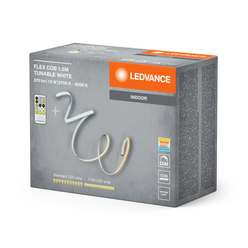 LEDVANCE FLEX COB 1.5M Bande LED TW RC, jaune, 14W, 500lm
