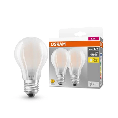 OSRAM BASE CLASSIC A GL FR 40 LED-Lampe, 4W, 470lm, Blanc chaud, E27