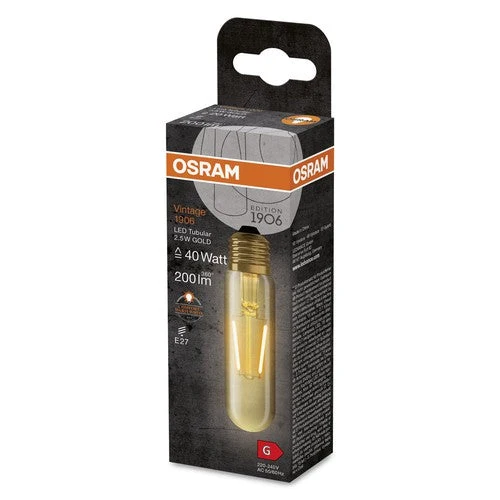 OSRAM Vintage 1906® Lampe Tubulaire Classique, Blanc Chaud, 2,5W, 200lm, E27
