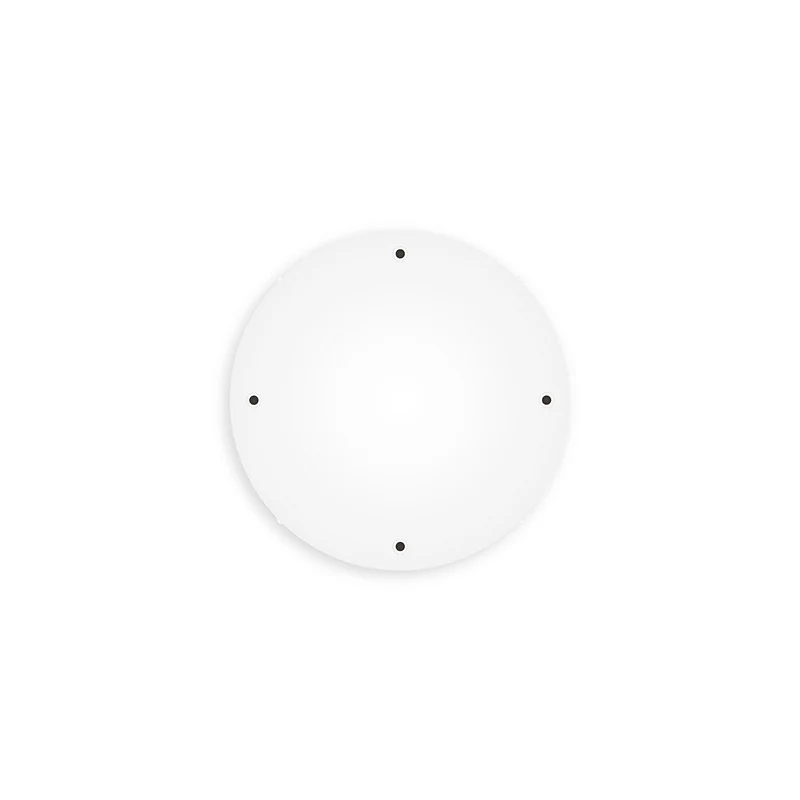Pavillon rond en aluminium Ø 30 cm avec équerre et Câble de mise à la terre, avec 4 trous frontaux - Blanc Mat