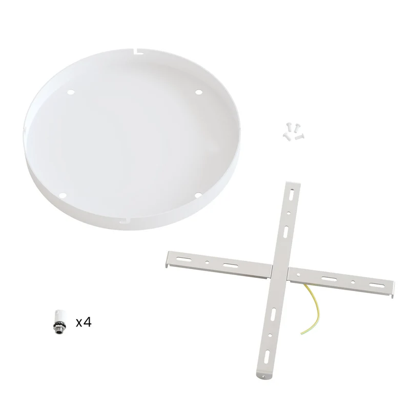 Pavillon rond en aluminium Ø 30 cm avec équerre et Câble de mise à la terre, avec 4 trous frontaux - Blanc Mat