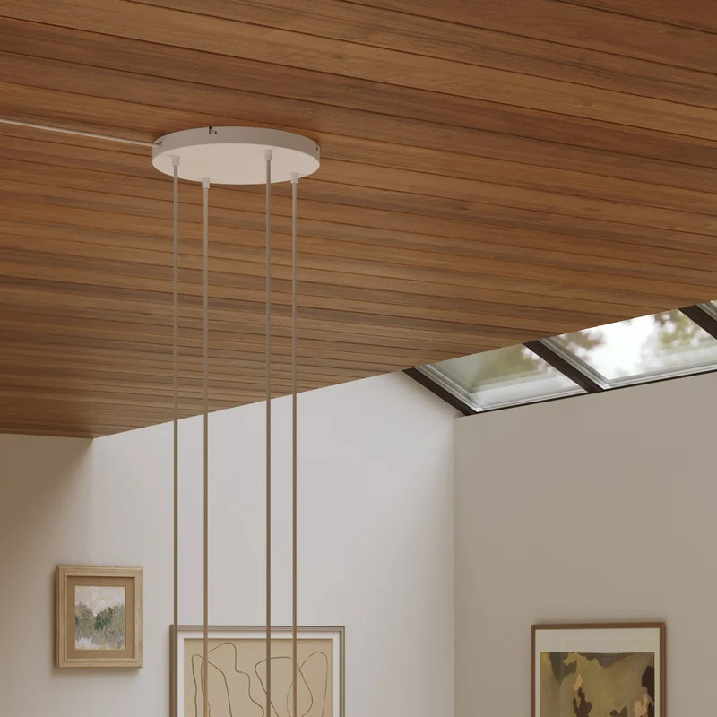 Pavillon rond en aluminium Ø 30 cm avec équerre et Câble de mise à la terre, avec 4 trous frontaux - Blanc Mat