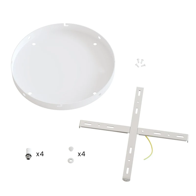 Pavillon rond en aluminium Ø 30 cm avec équerre et Câble de mise à la terre, avec 4 trous frontaux - Blanc Mat
