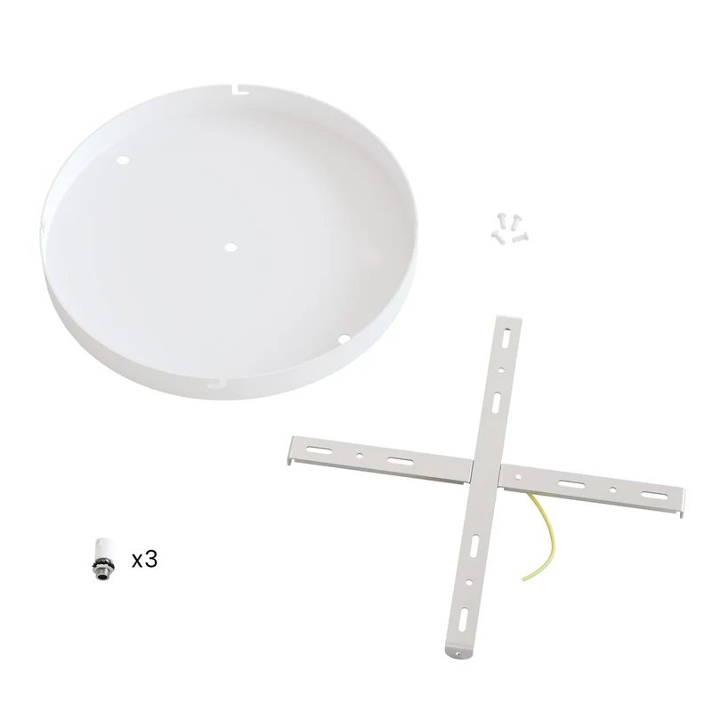 Pavillon rond en aluminium Ø 30 cm avec étrier et câble de mise à la terre, avec 3 trous frontaux - Blanc Mat