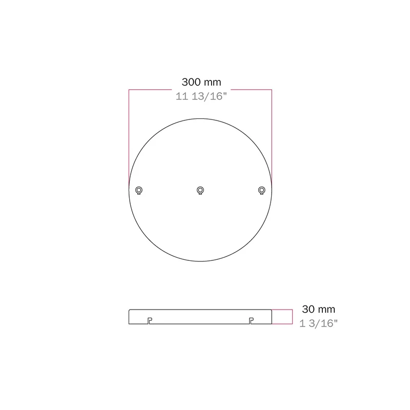 Pavillon rond en aluminium Ø 30 cm avec étrier et câble de mise à la terre, avec 3 trous frontaux - Blanc Mat