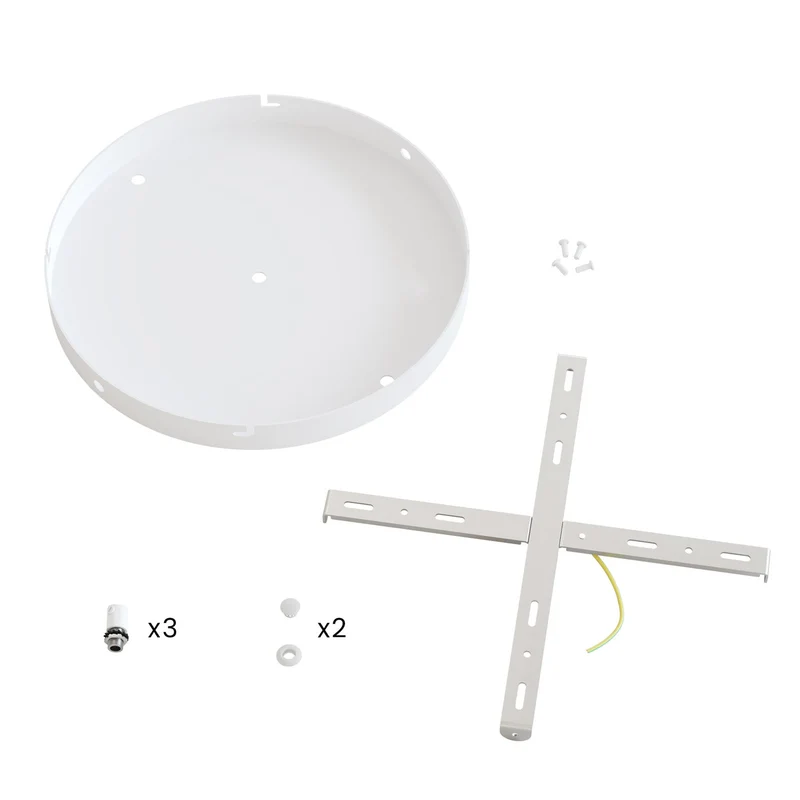 Pavillon rond en aluminium Ø 30 cm avec étrier et câble de mise à la terre, avec 3 trous frontaux - Blanc Mat