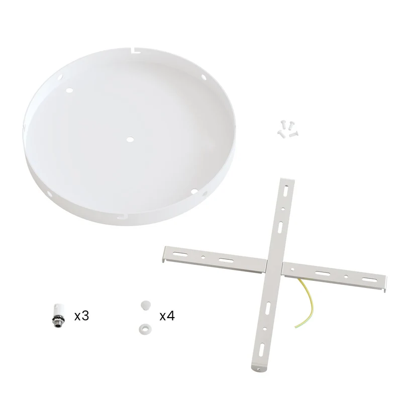 Pavillon rond en aluminium Ø 30 cm avec étrier et câble de mise à la terre, avec 3 trous frontaux - Blanc Mat