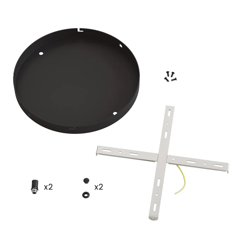 Pavillon rond en aluminium Ø 30 cm avec étrier et câble de mise à la terre, avec 2 trous frontaux - Noir