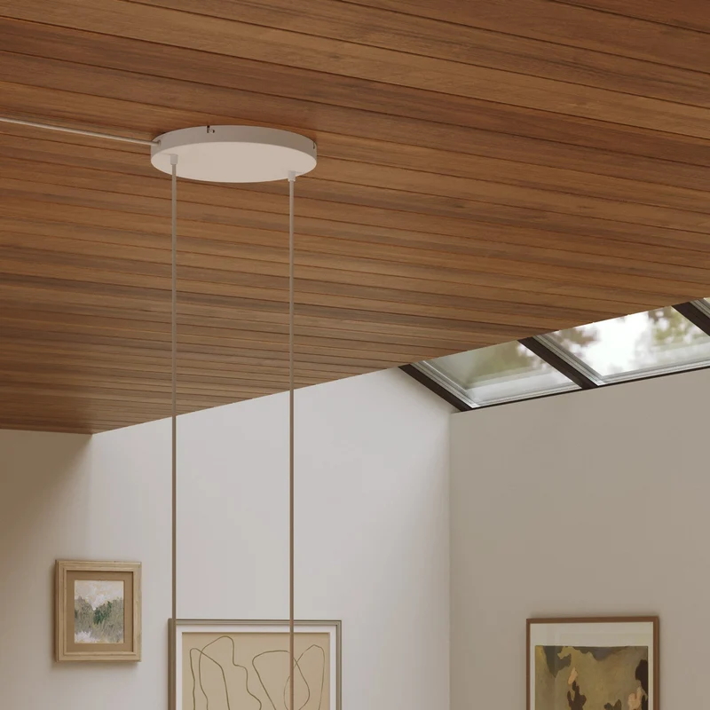 Pavillon rond en aluminium Ø 30 cm avec équerre et Câble de mise à la terre, avec 2 trous frontaux - Blanc Mat