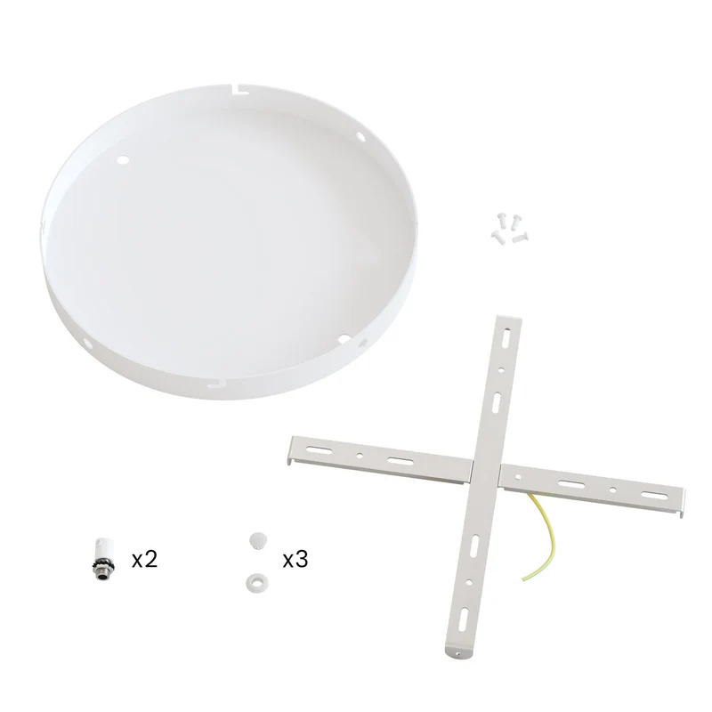 Pavillon rond en aluminium Ø 30 cm avec équerre et Câble de mise à la terre, avec 2 trous frontaux - Blanc Mat