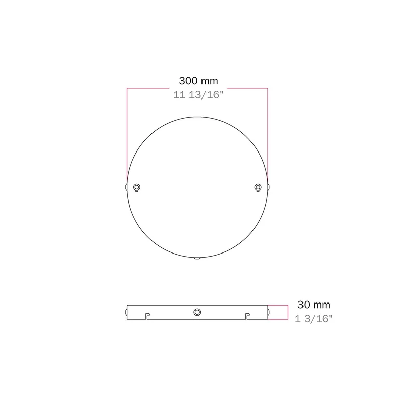 Pavillon rond en aluminium Ø 30 cm avec équerre et Câble de mise à la terre, avec 2 trous frontaux - Blanc Mat
