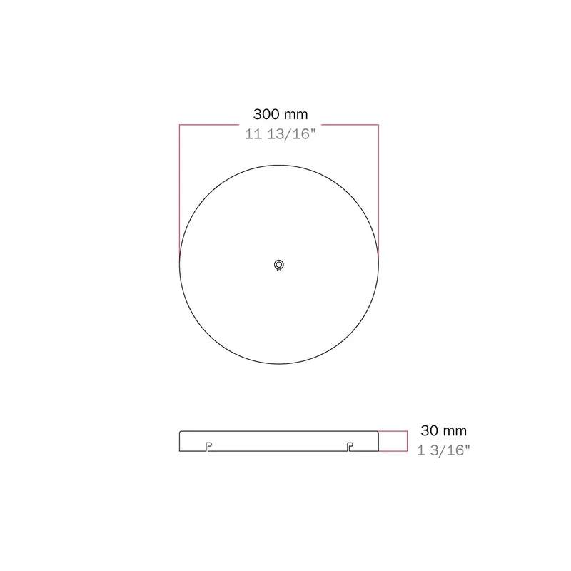 Pavillon rond en aluminium Ø 30 cm avec équerre et Câble de mise à la terre, avec 1 trou central - Blanc Mat