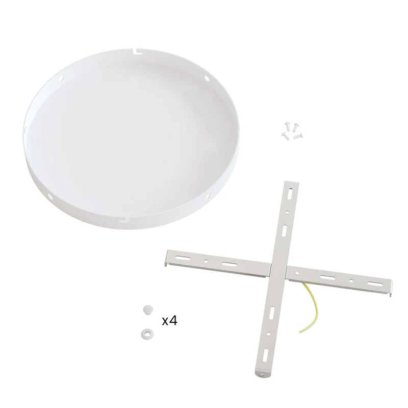 Pavillon rond en aluminium Ø 30 cm avec équerre et Câble de mise à la terre, avec 4 trous latéraux - Blanc Mat