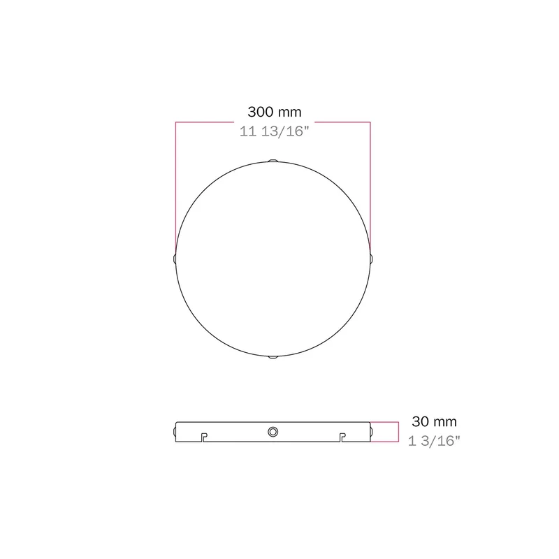 Pavillon rond en aluminium Ø 30 cm avec équerre et Câble de mise à la terre, avec 4 trous latéraux - Blanc Mat