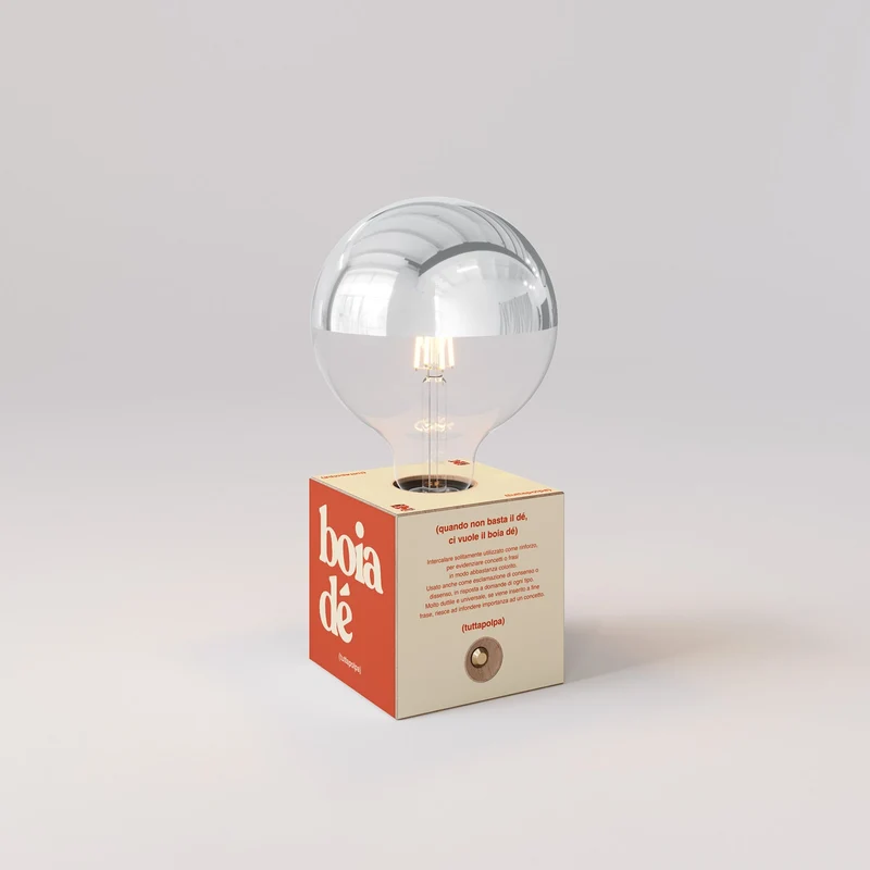 Lampe à batterie Cabless03 « Boia de » avec ampoule globe demi-sphère argent - Tuttapolpa