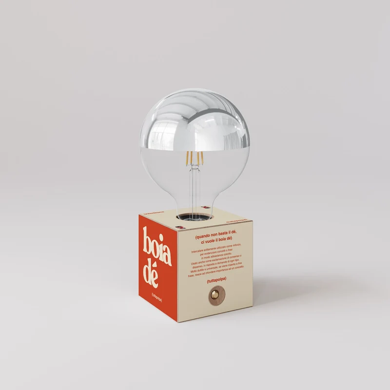 Lampe à batterie Cabless03 « Boia de » avec ampoule globe demi-sphère argent - Tuttapolpa
