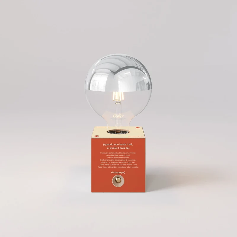 Lampe à batterie Cabless03 « Boia de » avec ampoule globe demi-sphère argent - Tuttapolpa