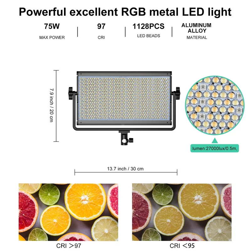 GVM-1500D 75W Powerful Bi-color and RGB Video Panel Light