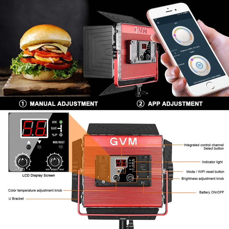 GVM MB832 led studio video light bi color light kit