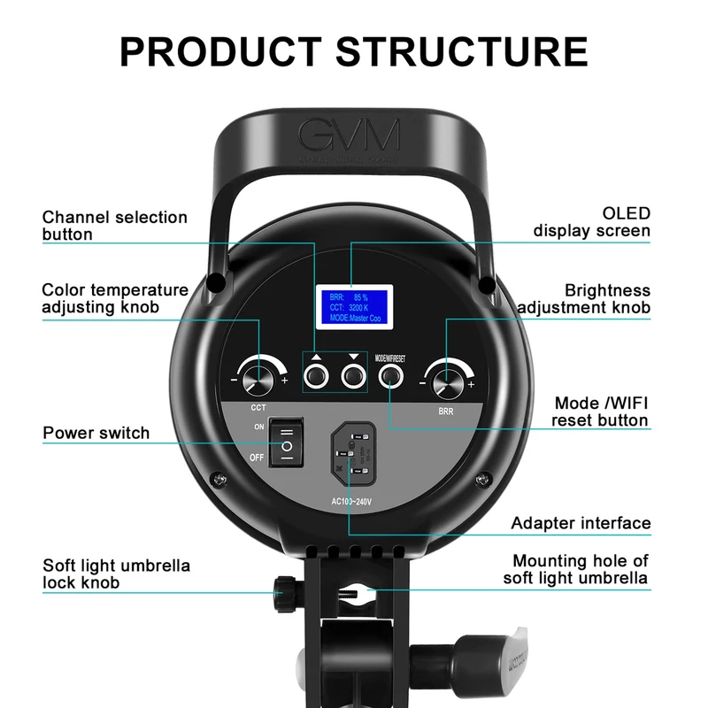 GVM-G100W 90W High Power LED Spotlight Bi-Color Studio Lighting Kit