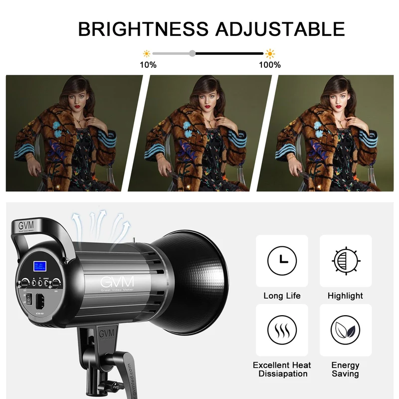 GVM-G100W 90W High Power LED Spotlight Bi-Color Studio Lighting Kit