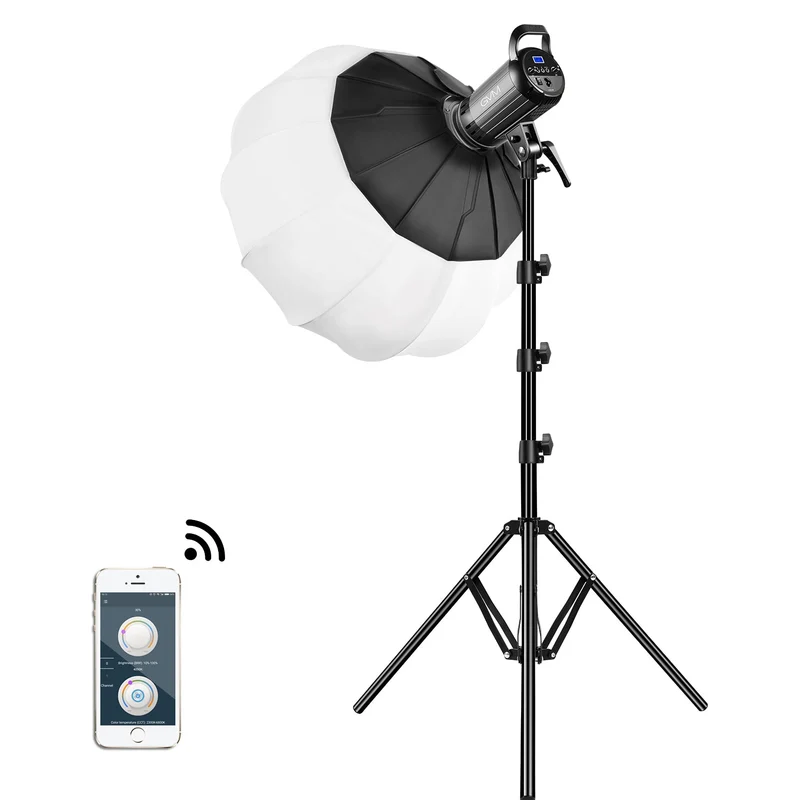 GVM-G100W 90W High Power LED Spotlight Bi-Color Studio Lighting Kit with Lantern Softbox